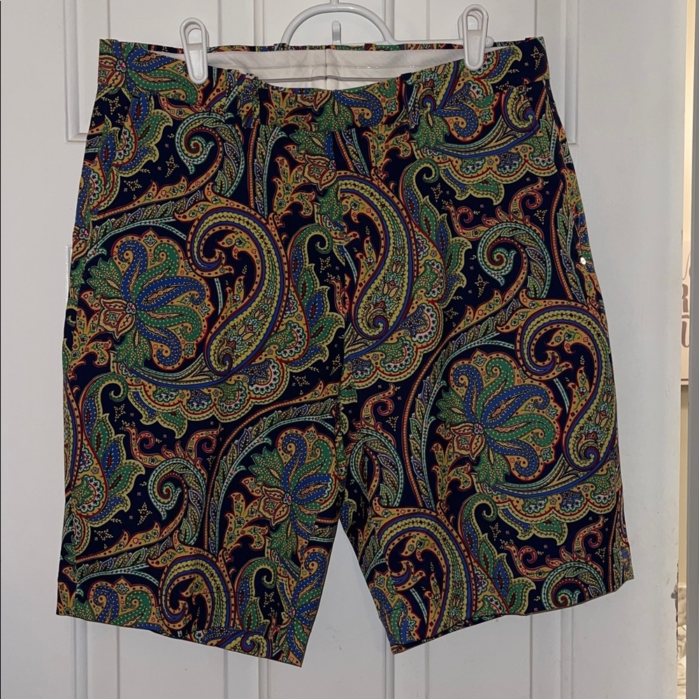 RLX Ralph Lauren Men's Paisley Performance Stretch Flat Front Golf Chino Shorts